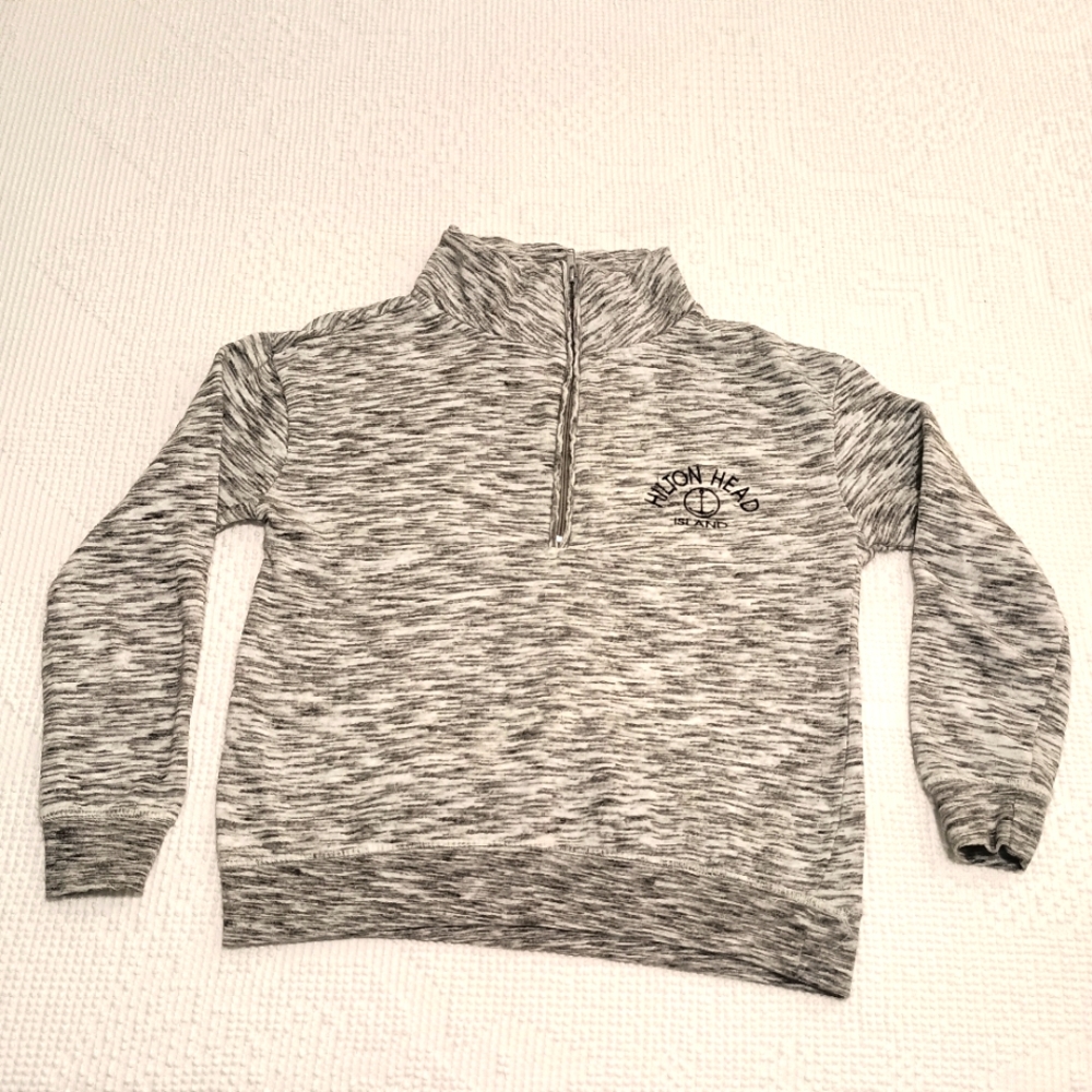 Hilton Head Heather Gray White Pullover Sweatshirt Girls Small
